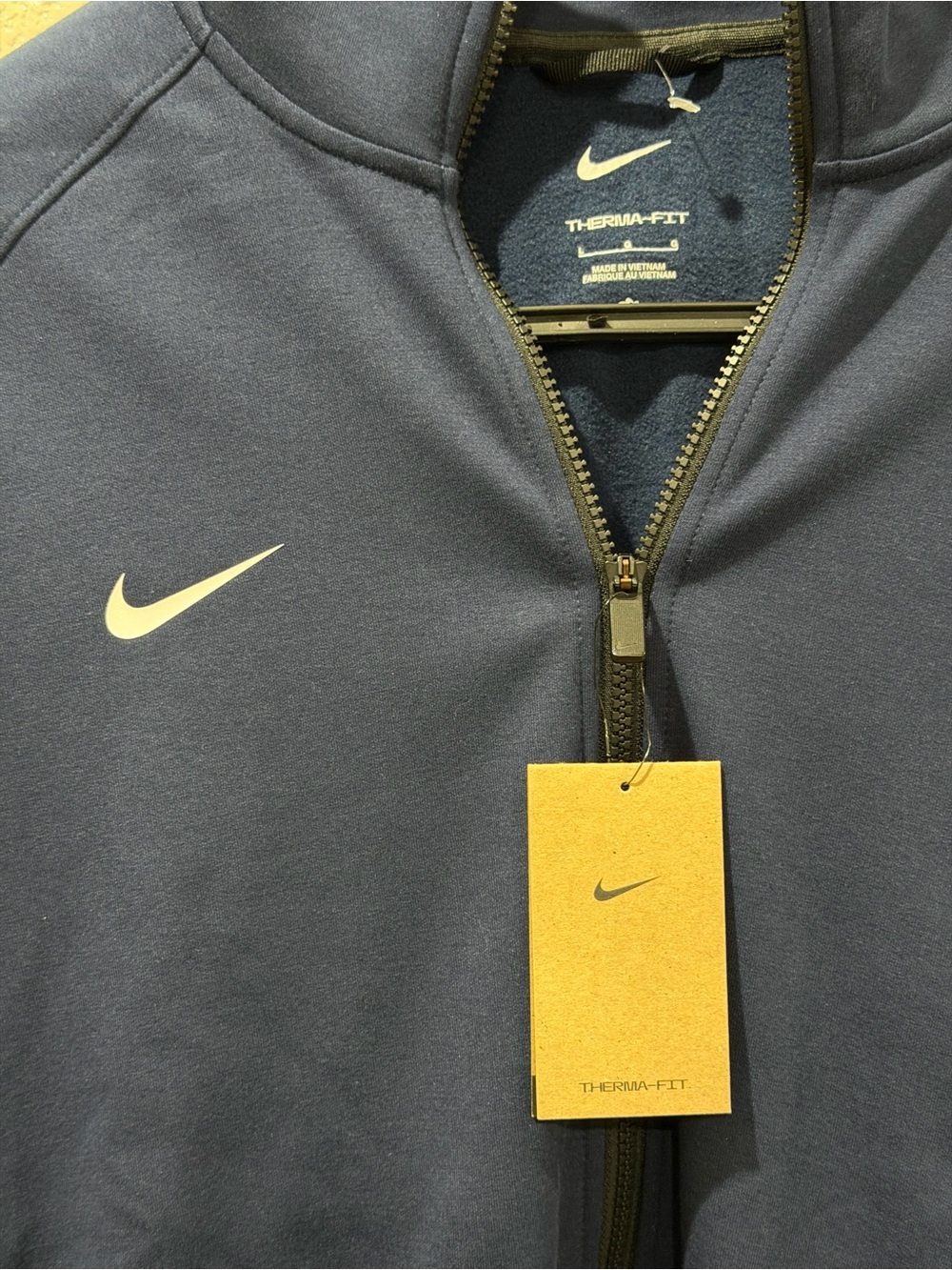 Nike Dri-FIT Showtime Full-Zip Hoodie in navy and black/grey accents